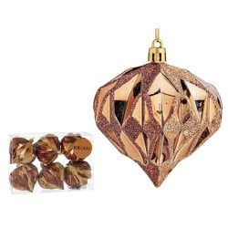 Set of Christmas balls Diamond Brown Plastic 8 x 9 x 8 cm (12 Units)