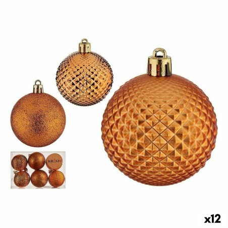 Set of Christmas balls 6 cm Orange PVC (12 Units)