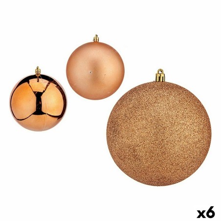 Lot de boules de Noël Cuivre Plastique 12 x 13 x 12 cm (6 Unités)