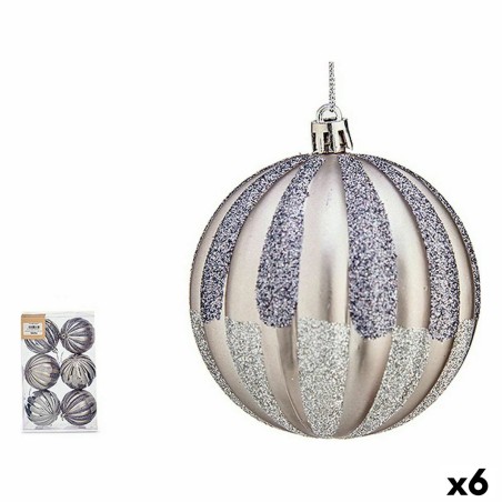 Lot de boules de Noël 10 cm Argenté PVC (6 Unités)