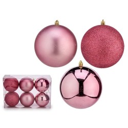 Lot de boules de Noël Rose PVC Ø 12 cm (6 Unités)