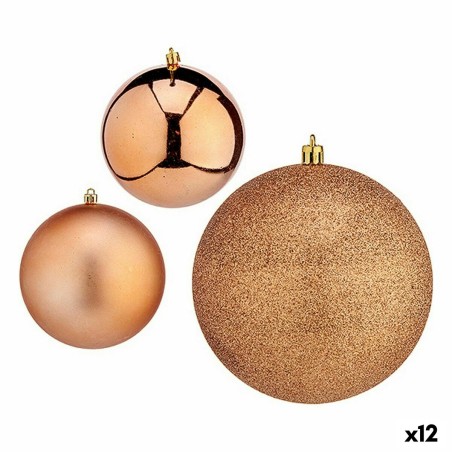 Lot de boules de Noël Cuivre Plastique 10 x 10 x 60 cm (12 Unités)