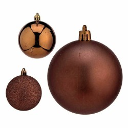 Lot de boules de Noël Marron Plastique 7 x 8 x 7 cm (12 Unités)