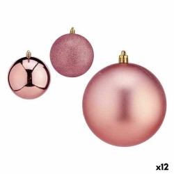 Lot de boules de Noël Rose Plastique 10 x 11 x 10 cm (12 Unités)