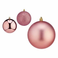 Lot de boules de Noël Rose Plastique 10 x 11 x 10 cm (12 Unités)