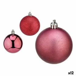 Lot de boules de Noël Rose Plastique 6 x 7 x 6 cm (12 Unités)