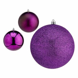 Lot de boules de Noël Violet Plastique Ø 12 cm (6 Unités)