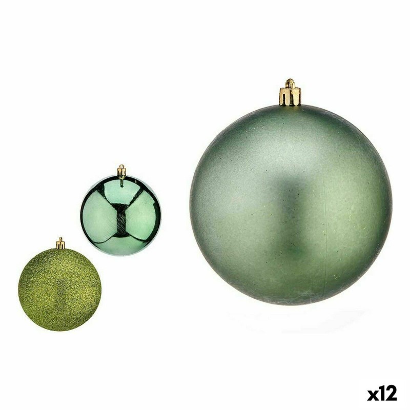 Set of Christmas balls Green Plastic 10 x 11 x 10 cm (12 Units)