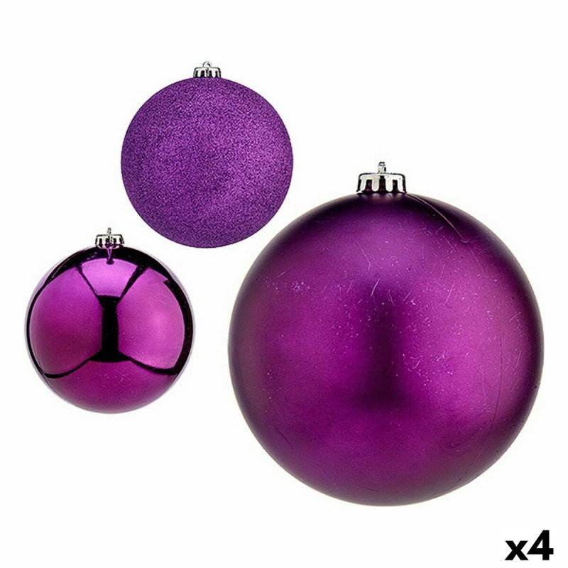 Lot de boules de Noël Violet Plastique Ø 15 cm (4 Unités)