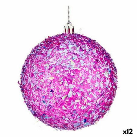 Set of Christmas balls Purple 10 cm (12 Units)