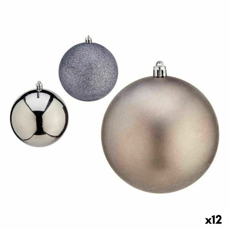 Set of Christmas balls Silver Plastic 10 x 11 x 10 cm (12 Units)