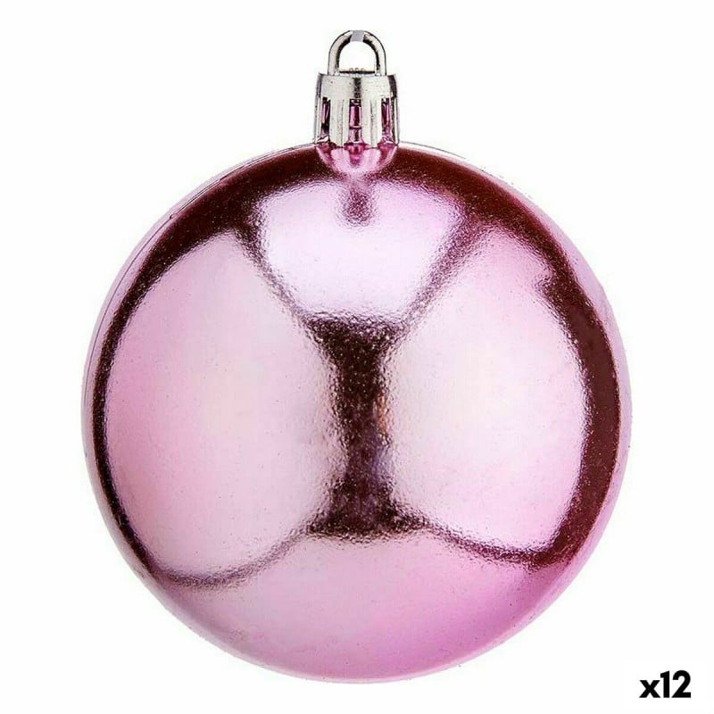 Lot de boules de Noël Rose Plastique Ø 7 cm (12 Unités)