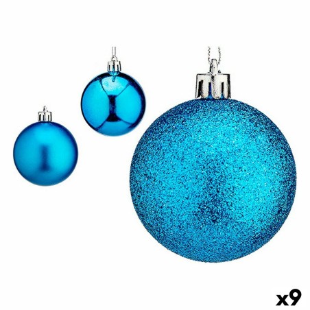 Weihnachtskugeln-Set 6 cm Blau Kunststoff (9 Stück)