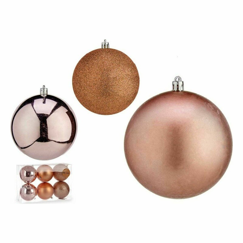 Lot de boules de Noël Rose Plastique 10 x 11 x 10 cm (12 Unités)