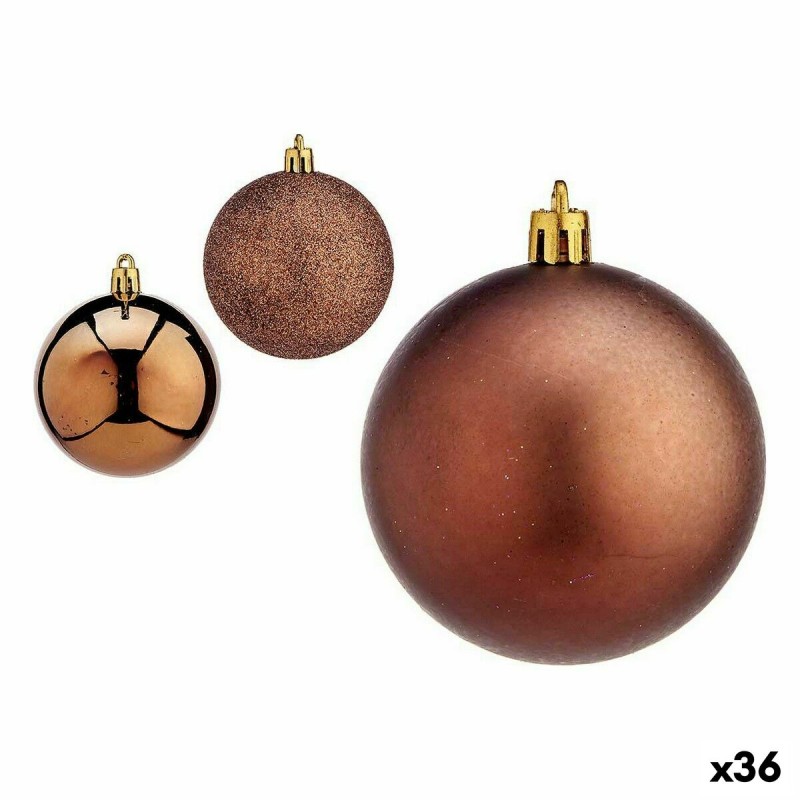 Lot de boules de Noël Marron Plastique Ø 7 cm (36 Unités)