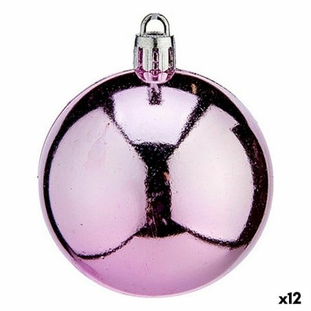 Lot de boules de Noël Rose Plastique 6 x 7 x 6 cm (12 Unités)