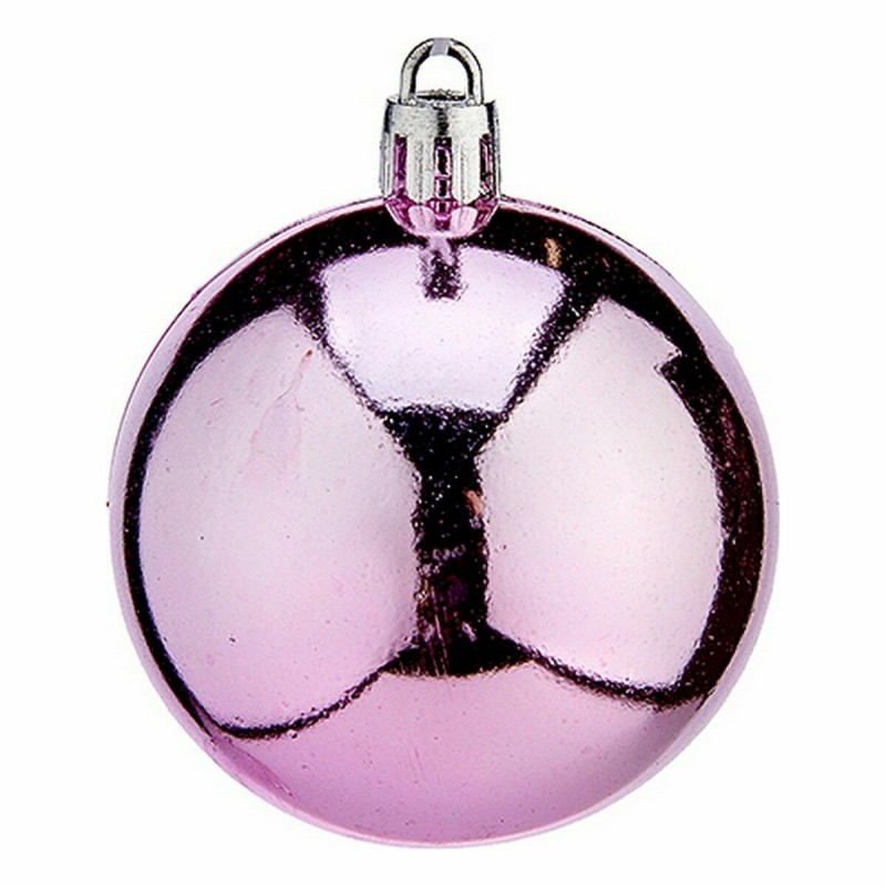 Lot de boules de Noël Rose Plastique 6 x 7 x 6 cm (12 Unités)