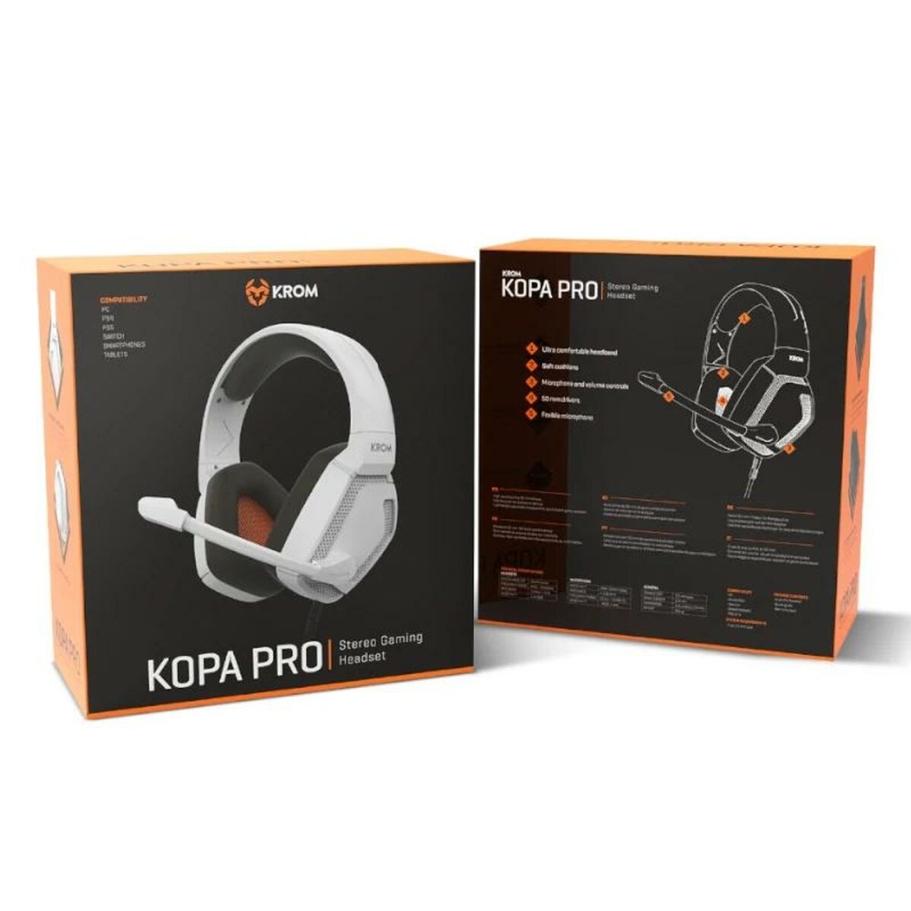 Headphones with Microphone Nox-Xtreme KROM KOPA PRO White Black