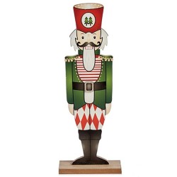 Figurine Décorative Casse-Noisette Noir Rouge Vert Bois 8 x 40 x 15 cm (12 Unités)