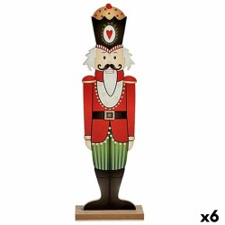 Decorative Figure Nutcracker White Black Red Green Wood 10 x 60 x 19 cm (6 Units)