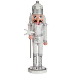 Decorative Figure Nutcracker White Silver Plastic 12,5 x 40 x 9 cm (8 Units)