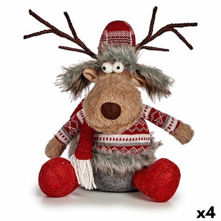 Deko-Figur Hirsch Weiß Braun Rot Grau 17 x 30 x 27 cm (4 Stück)