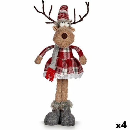 Decorative Figure Deer White Brown Red Grey 16 x 57 x 22 cm (4 Units)