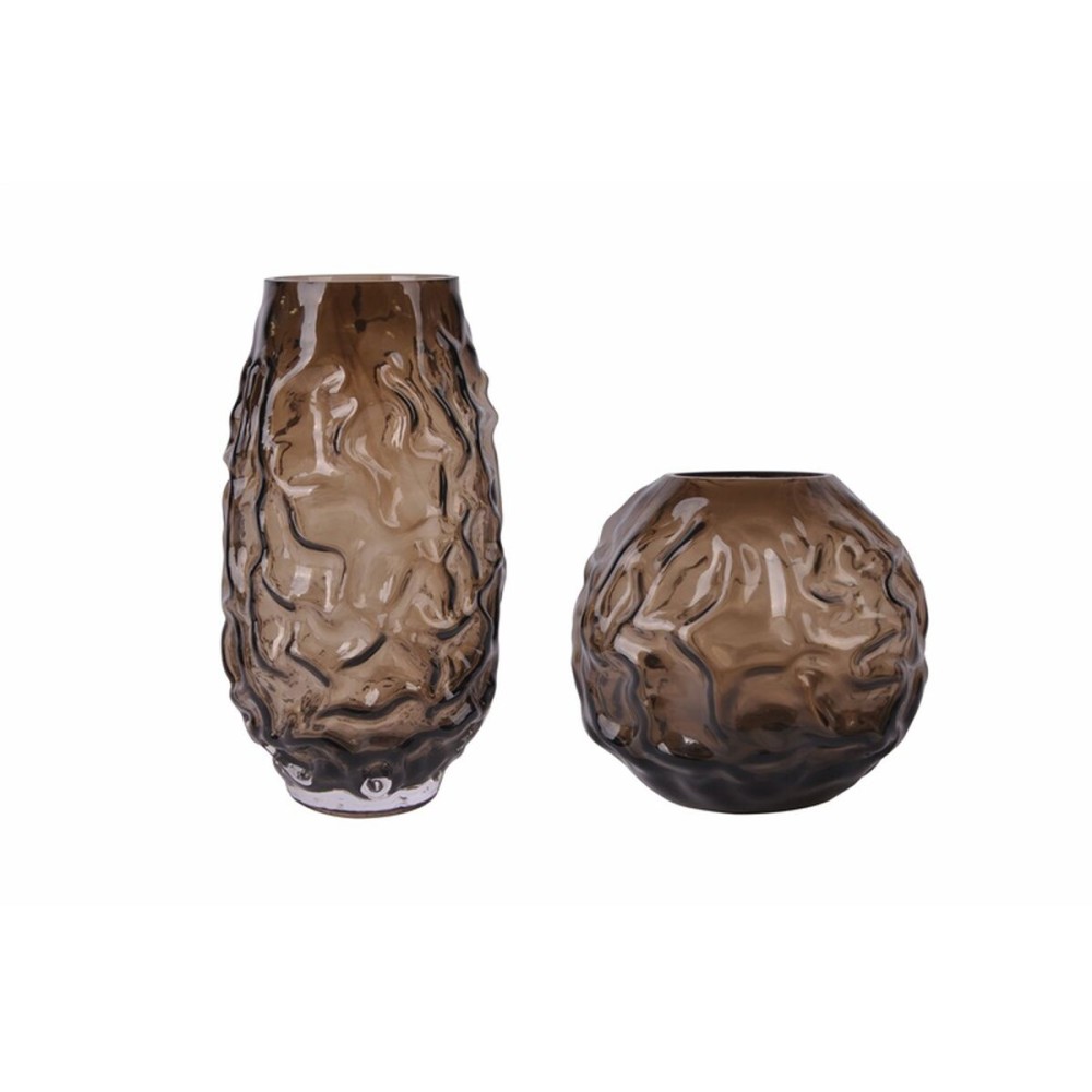 Vase Home ESPRIT Dark brown Crystal Modern 21,5 x 21,5 x 19 cm