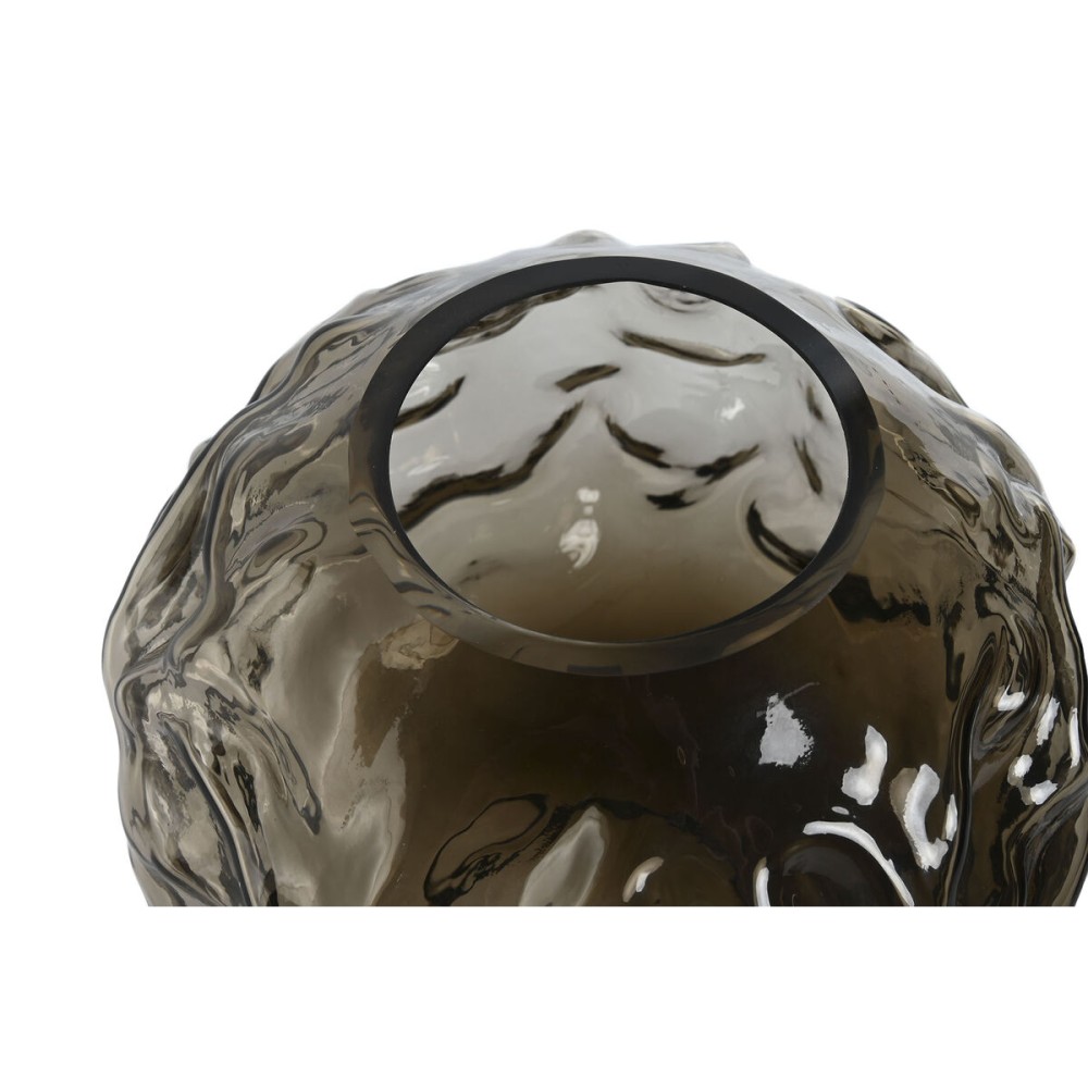 Vase Home ESPRIT Dark brown Crystal Modern 21,5 x 21,5 x 19 cm