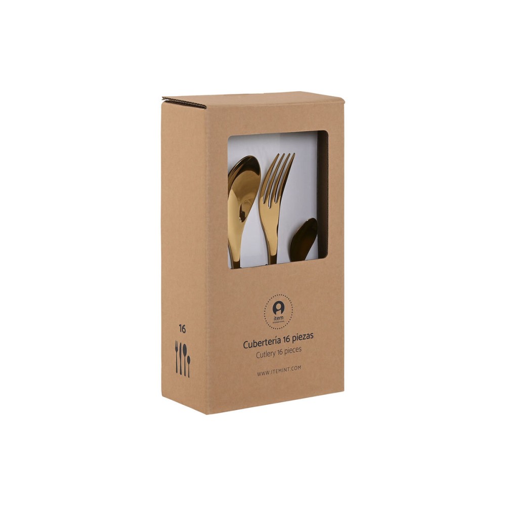 Besteck Home ESPRIT Gold Edelstahl 2 x 1,5 x 25,5 cm 16 Stücke