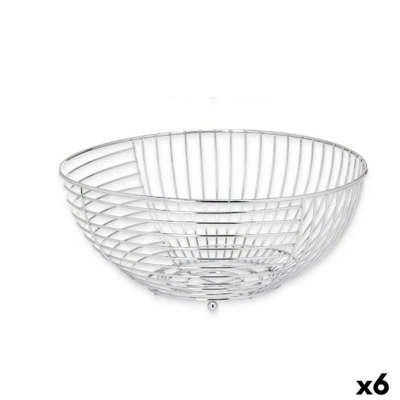 Obstschale Silberfarben Metall 28 x 12,7 x 28 cm (6 Stück)