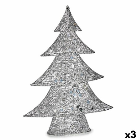 Deko-Figur Weihnachtsbaum Metall Silberfarben 12 x 59,5 x 48,5 cm (3 Stück)