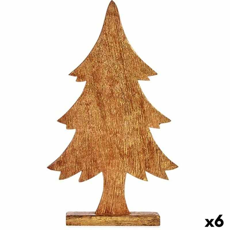 Deko-Figur Weihnachtsbaum Gold Holz 5,1 x 49,5 x 25,5 cm (6 Stück)