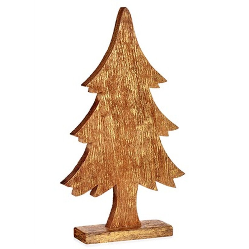 Decorative Figure Christmas Tree Golden Wood 5,1 x 49,5 x 25,5 cm (6 Units)