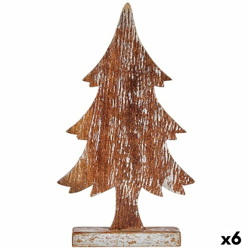 Deko-Figur Weihnachtsbaum Silberfarben Holz 5 x 39 x 21 cm (6 Stück)