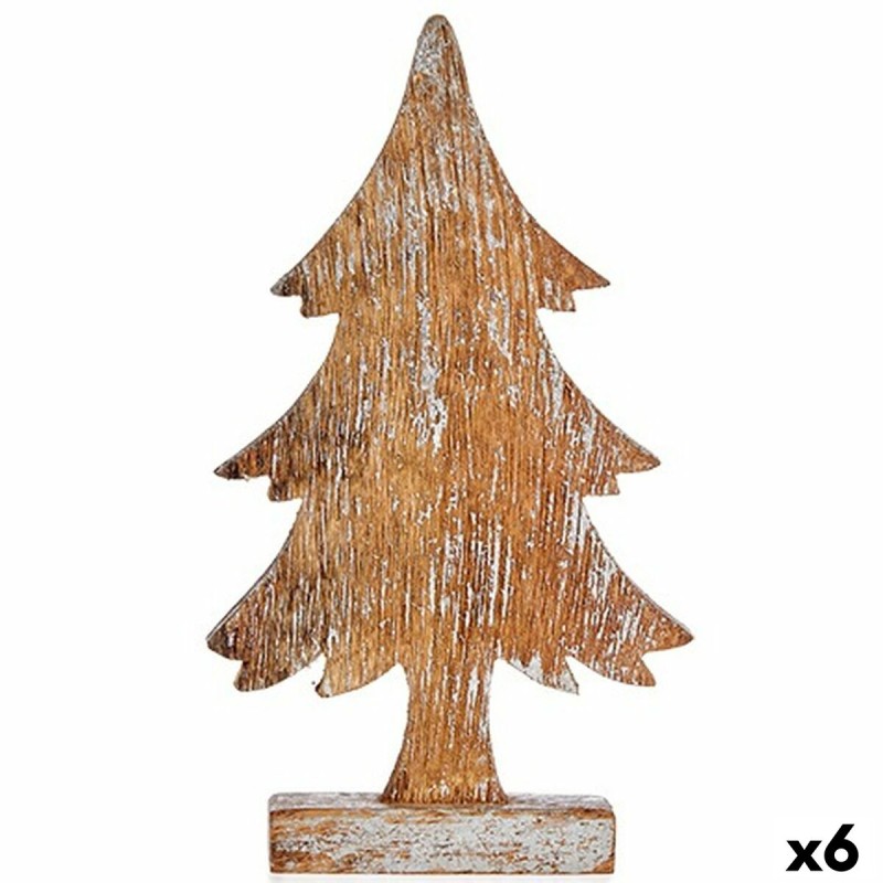 Deko-Figur Weihnachtsbaum Silberfarben Holz 5 x 31 x 15 cm (6 Stück)