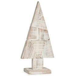 Decorative Figure Christmas Tree White Natural Wood 9 x 41,5 x 20 cm (12 Units)