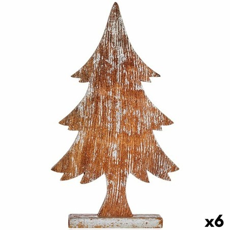 Deko-Figur Weihnachtsbaum Silberfarben Holz 5 x 49,5 x 26 cm (6 Stück)