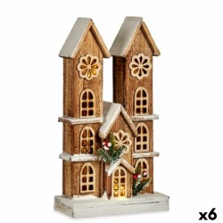 Decorative Figure Light House White Brown Wood 25 x 46 x 9 cm (6 Units)