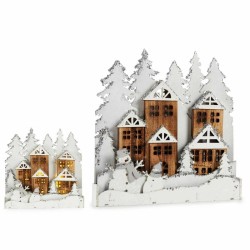 Decorative Figure Light Town White Brown Wood 44 x 44,7 x 6 cm (4 Units)