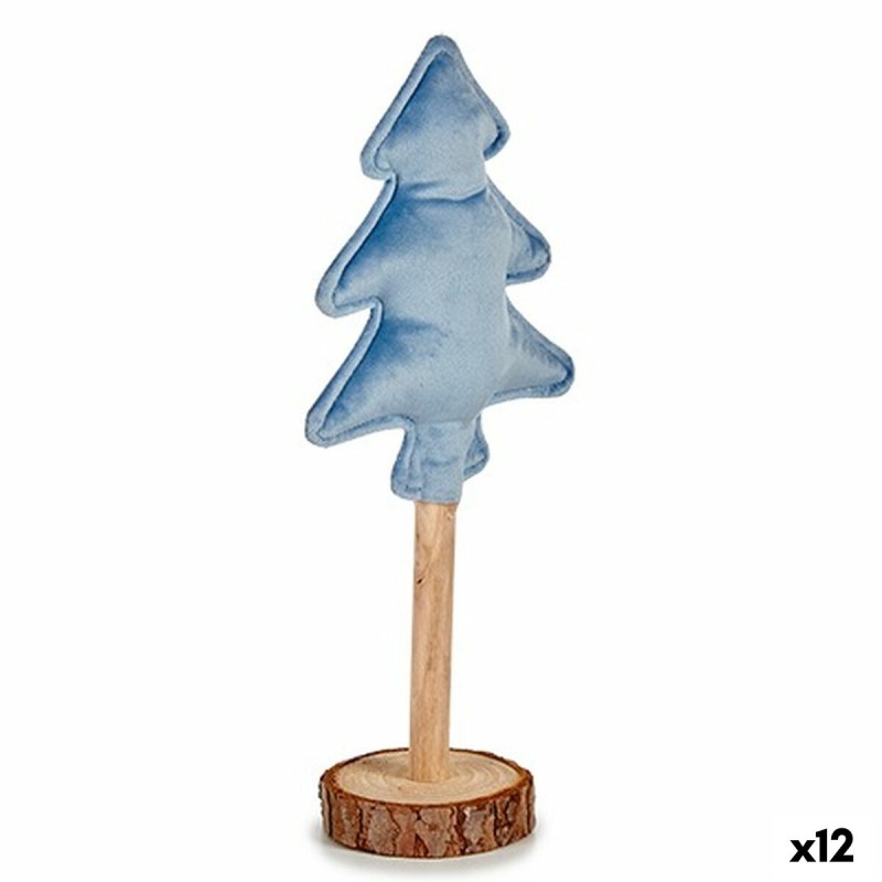 Weihnachtsbaum Polyester Blau Holz 9,5 x 32 x 13 cm (12 Stück)