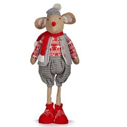 Deko-Figur Mouse Rot Grau 27 x 18 x 74 cm (2 Stück)