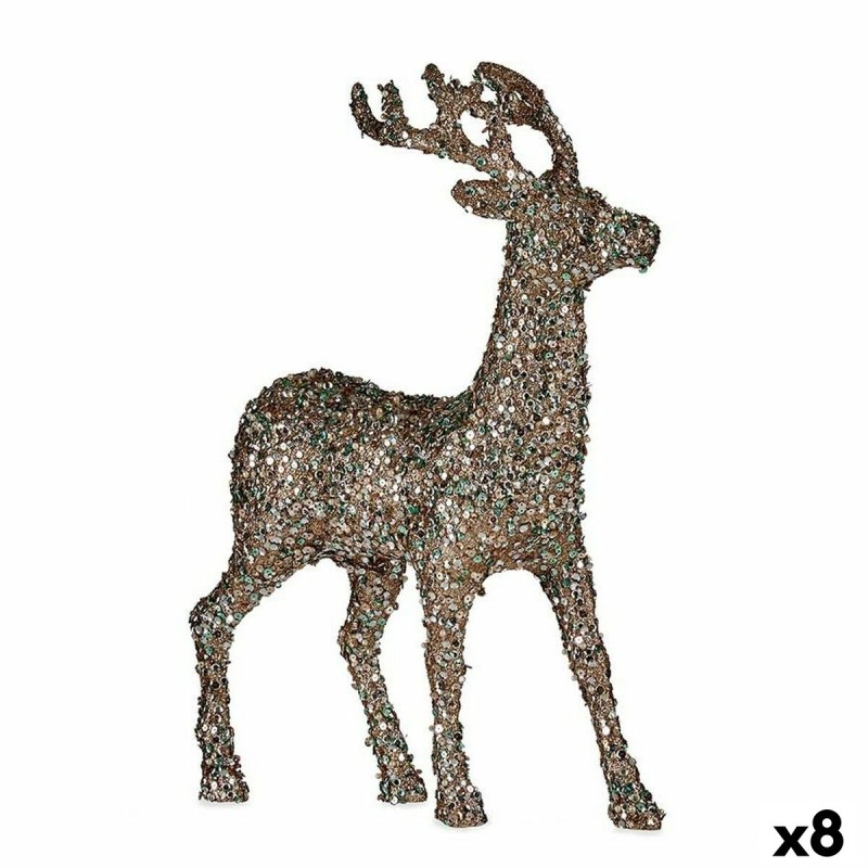 Deko-Figur Weihnachts-Rentier Glitzernd Minze champagne Kunststoff 15 x 45 x 30 cm (8 Stück)