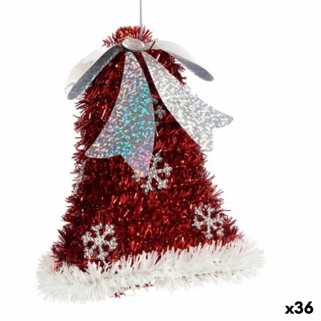 Décorations de Noël Pendentif Cloches guirlande Blanc Rouge 10,2 x 13 x 10,2 cm (36 Unités)