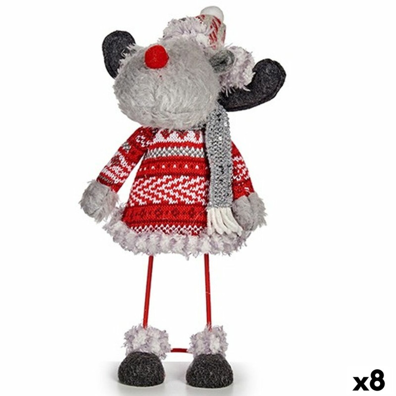 Figurine Décorative renne de noël Rouge Gris 13 x 33,5 x 20 cm (8 Unités)