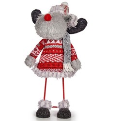 Figurine Décorative renne de noël Rouge Gris 13 x 33,5 x 20 cm (8 Unités)