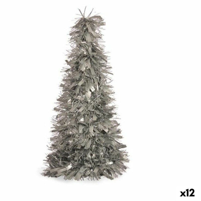 Decorative Figure Christmas Tree Tinsel Silver polypropylene PET 27 x 45,5 x 27 cm (12 Units)