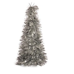 Deko-Figur Weihnachtsbaum Lametta Silberfarben Polypropylen PET 27 x 45,5 x 27 cm (12 Stück)