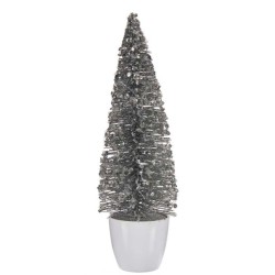 Figurine Décorative Sapin de Noël Blanc Argenté Plastique 10 x 33 x 10 cm (6 Unités)