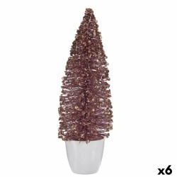 Figurine Décorative Sapin de Noël Rose Doré 10 x 33 x 10 cm (6 Unités)